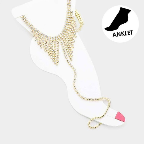 Rhinestone Toe Net Anklet - Picture 1 of 1